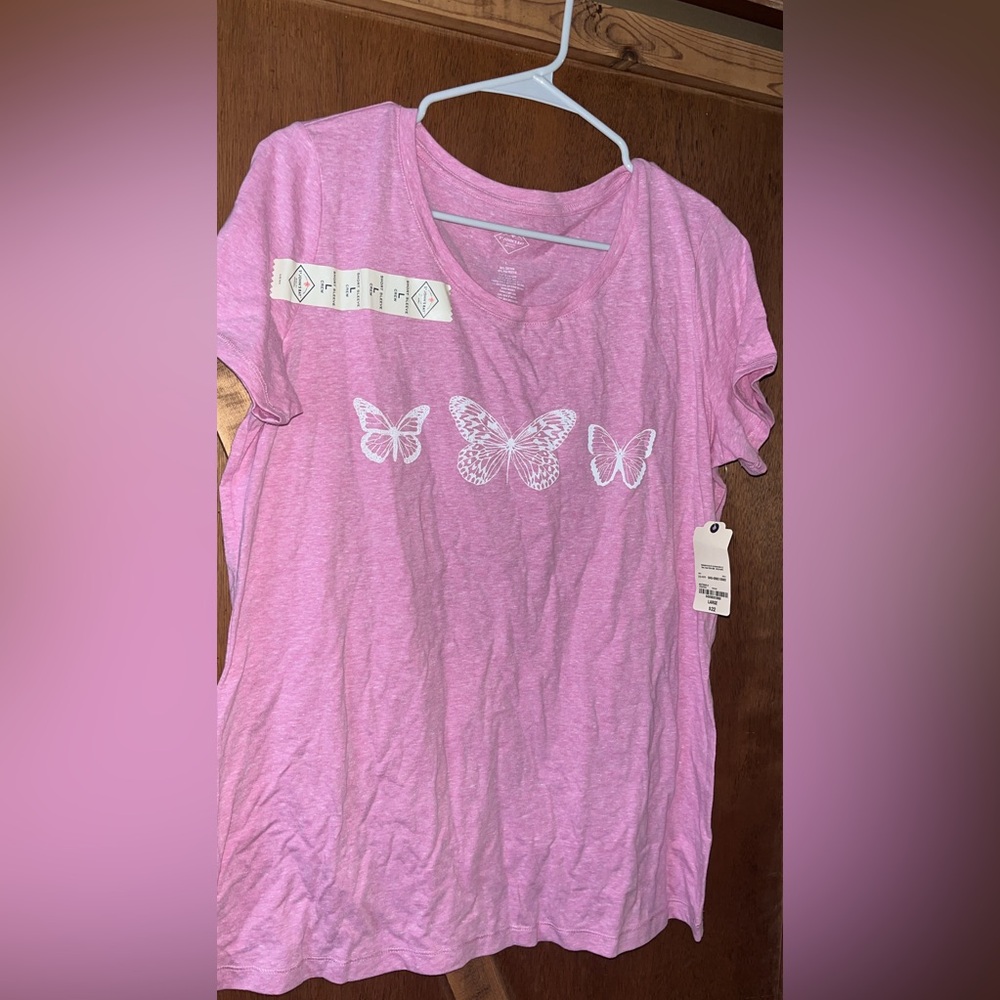 Pink Butterfly Graphic T-Shirt